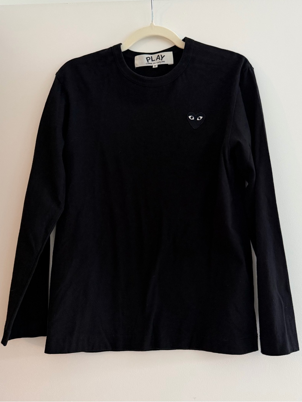 Comme des Garcons PLAY Black Long Sleeve Tee with Heart Logo Size Men’s Medium